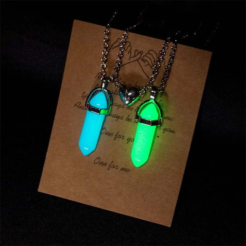 1Pcs Natural Luminous Stone Quartz Crystal Opal Agates Hexagonal Column Pendulum Leather Chains Necklaces Fashion Charms Pendant