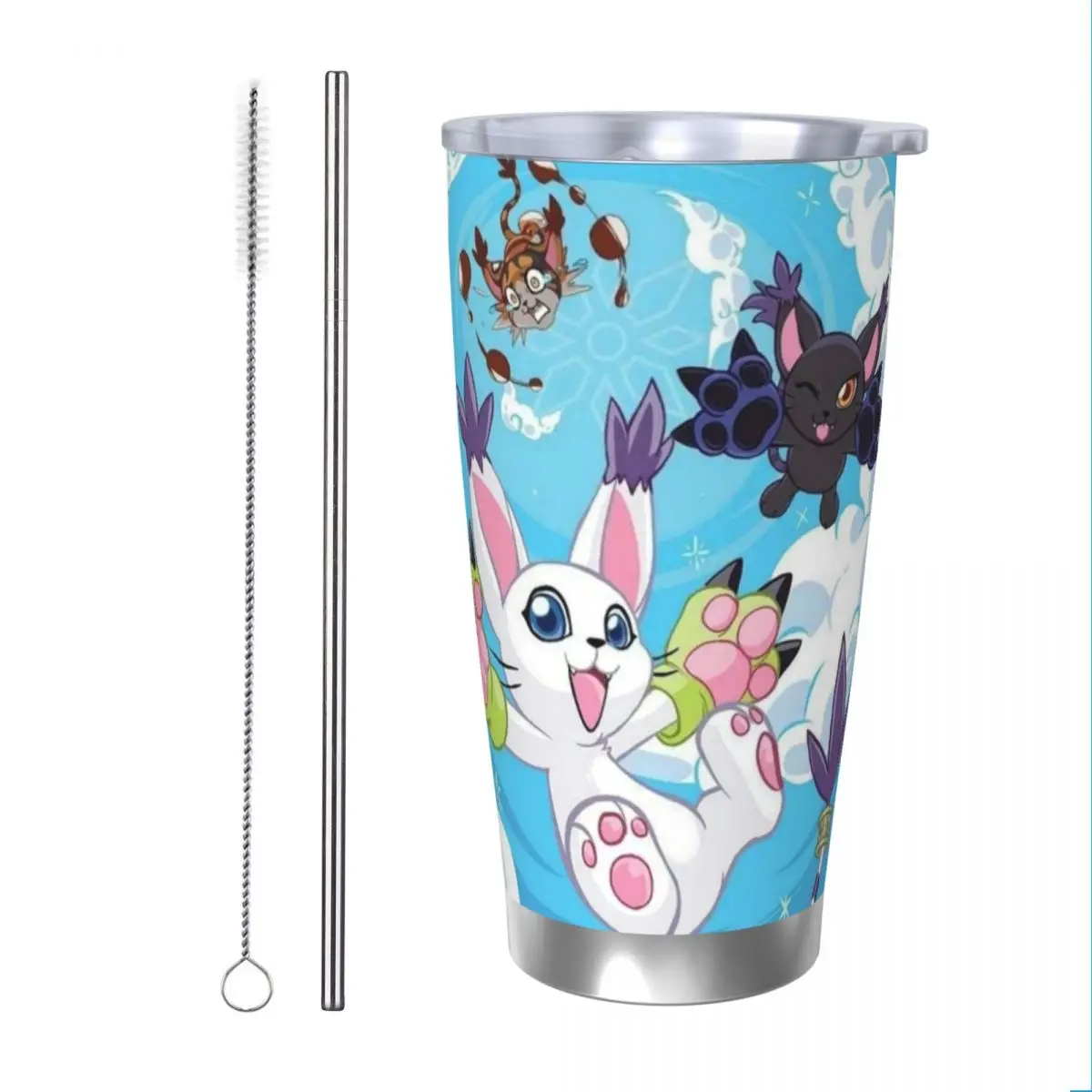 Digimon 20oz Cup Large Capacity Car Mug Leak-proof Juice Coffee Cup Food Grade