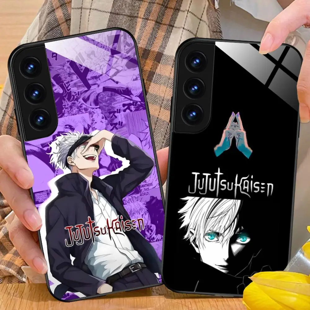 Jujutsu Kaisen Satoru Gojo قضية الهاتف لسامسونج غالاكسي A56 55 54 53 52 51 36 35 34 23 16 15 5G غطاء زجاجي الهواتف المحمولة الفاخرة