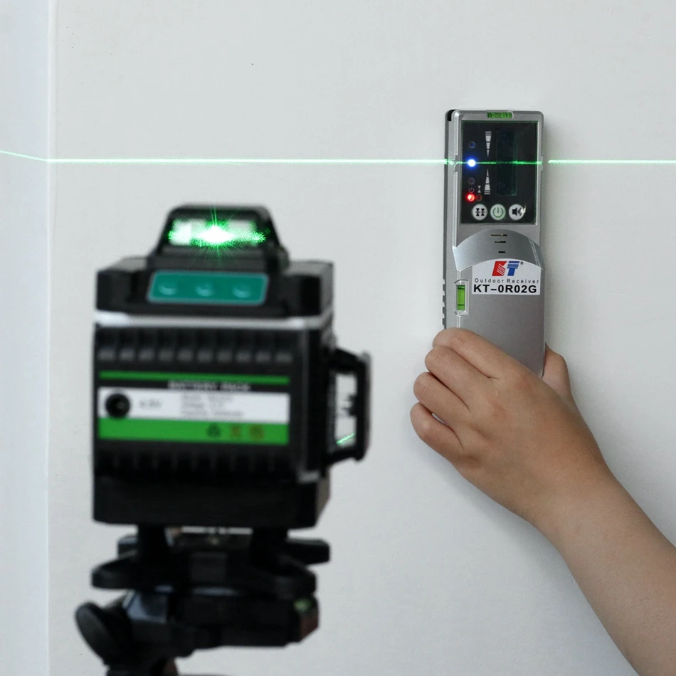 Kaitian 360 Laser Level Tripod Green Beam Cross 16 Lines 4D Battery Self-Leveling Vertical&Horizontal Nivel Laser Level Receiver