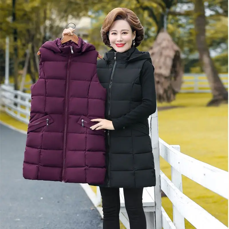 

New Autumn Winter Women Down Cotton Jacket Vest New Sleeveless Jacket Female Waistcoat Coats Hooded Parker Oversize 5XL 6XL 7XL