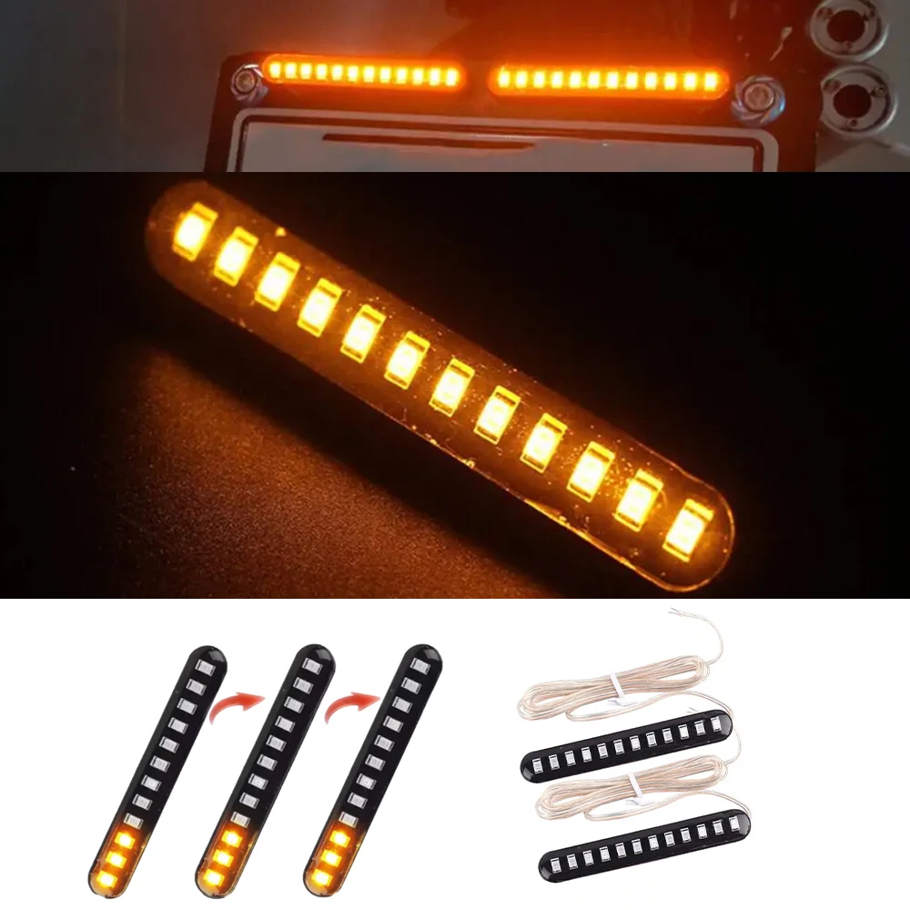 

2PCS 12 LED Moto Signal Lights Sequential Water Flowing Mini Strips Motorcycle Car Strips Led Turn Signal Lights Sticker