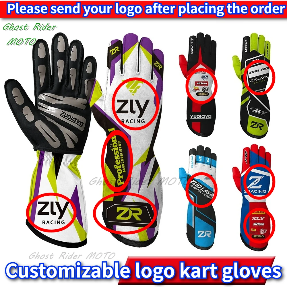 Private kart racing gloves outer seam non-slip light full palm silicone wear-resistant fixed pattern logo motorcycle gloves