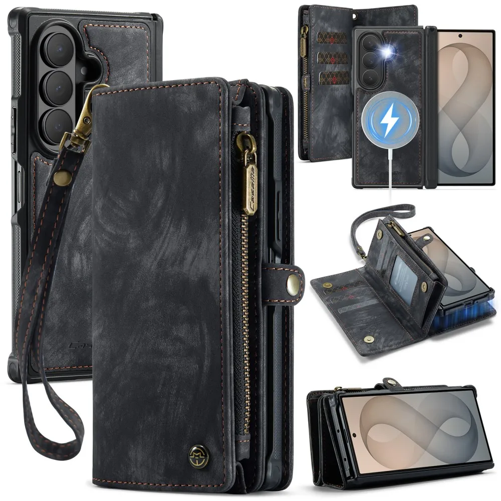 CaseMe For Samsung Galaxy Z Fold 8 Ultra Zipper Wallet Detachable Leather Protection Phone Case Shockproof Back Cover
