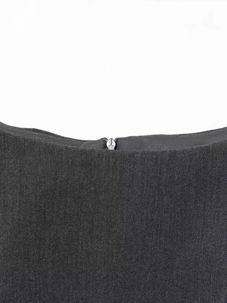 Estilo europeu e americano inverno nova moda simples roupas femininas sem mangas versátil em camadas vestido curto decorativo