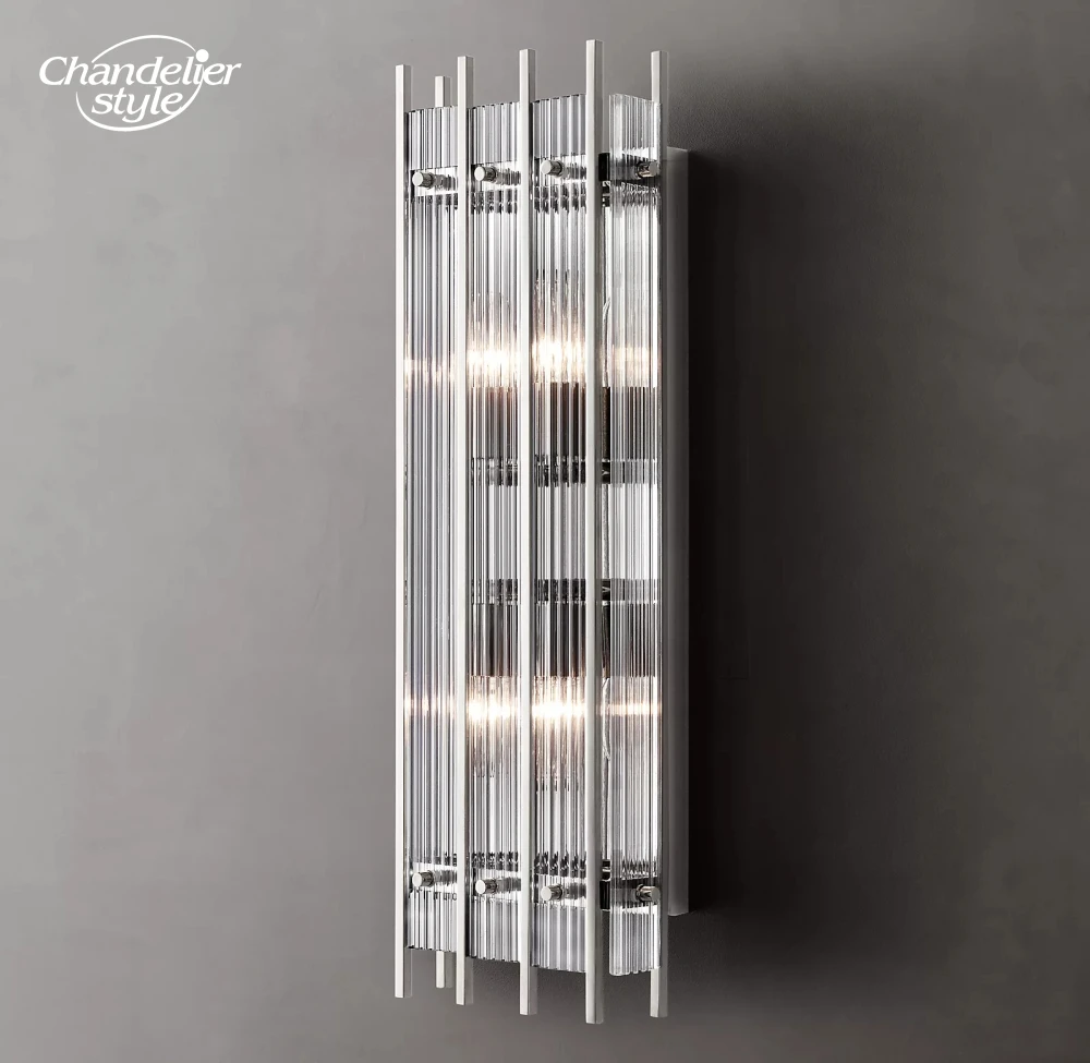 San Marco Grand Rectangular Sconce Classic LED Brass Chrome Black Nickel Glass Wall Lamps Living Room Bathroom Bedroom Lights