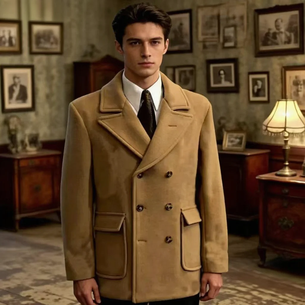 

Classic British Style Men's Blazers Winter Woolen Short Coat Thick Woolen Suit Jacket Business Casual Blazer for Office Work