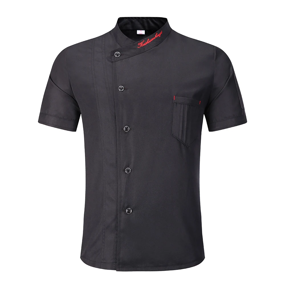 Unisex Chef Restaurant Uniform Short Sleeve Cook Coat Men Women Kitchen Wear Baker Catering Waiter Clothing