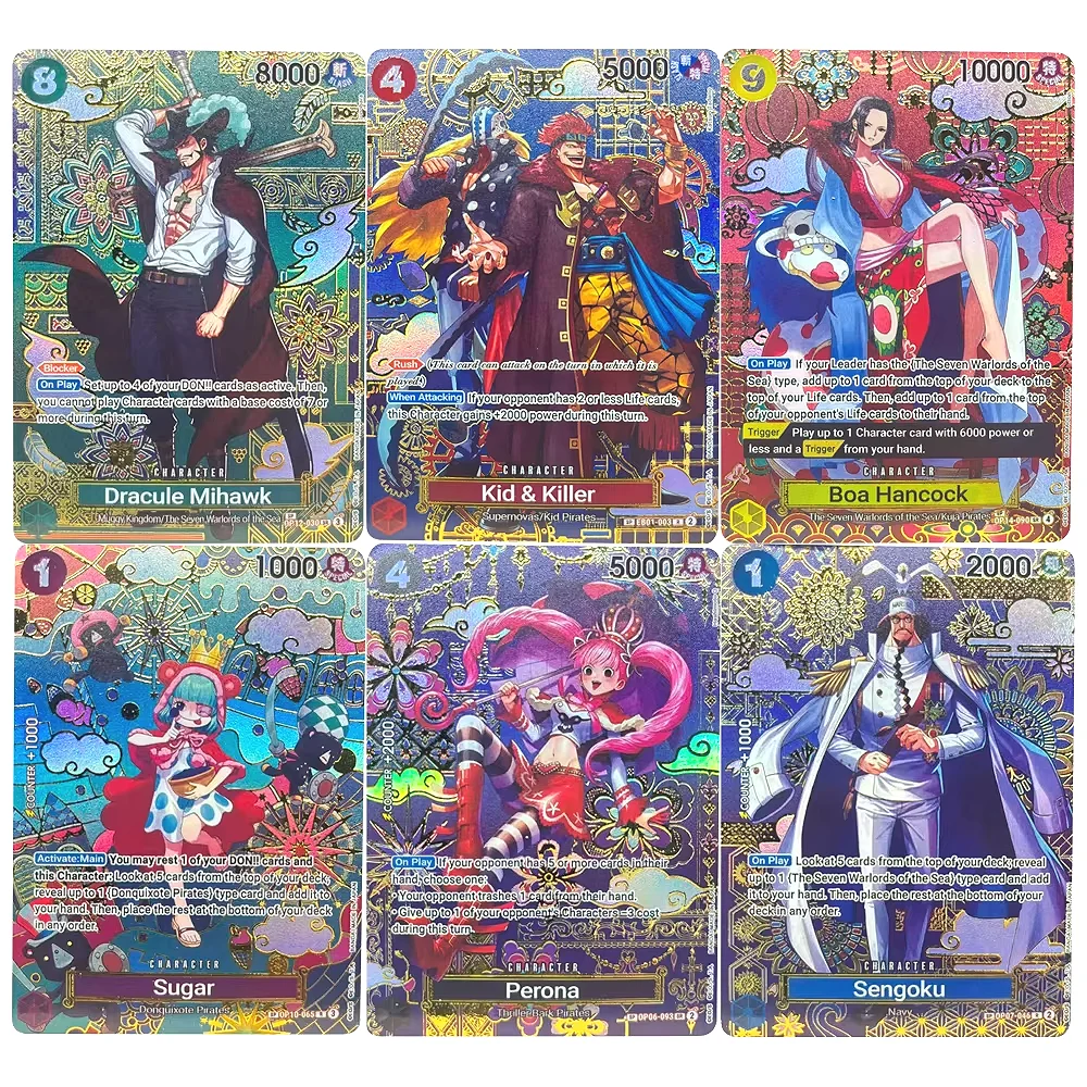 ONE PIECE Sammelkarten Dracule Mihawk Boa Hancock Sugar Perona Sengoku EN Hochwertiges DIY selbstgemachtes Spiel Anime Karten Geschenk