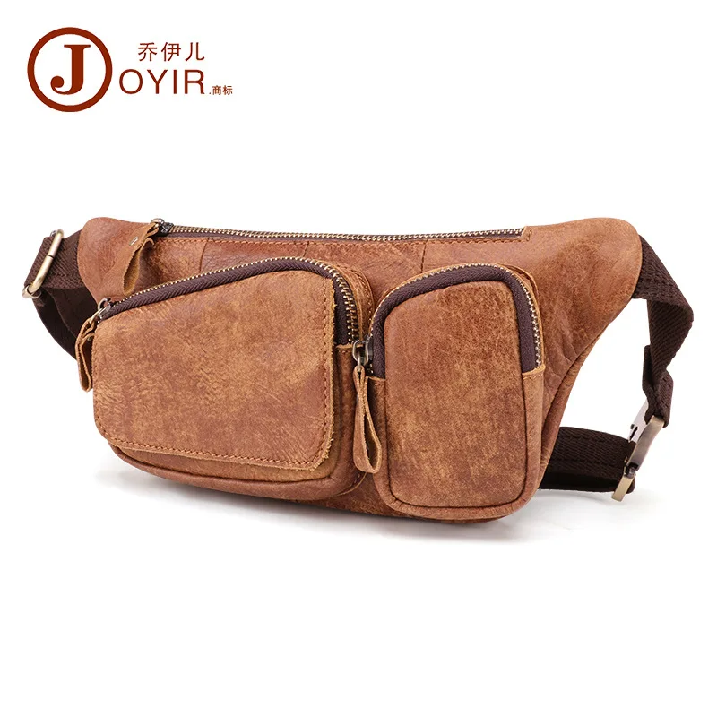 

New Leather Men's Chest Bag Matte Leather Retro Men's Bag Multi-Functional Outdoor Cell Phone Belt Bag Crossbody Bag for Men