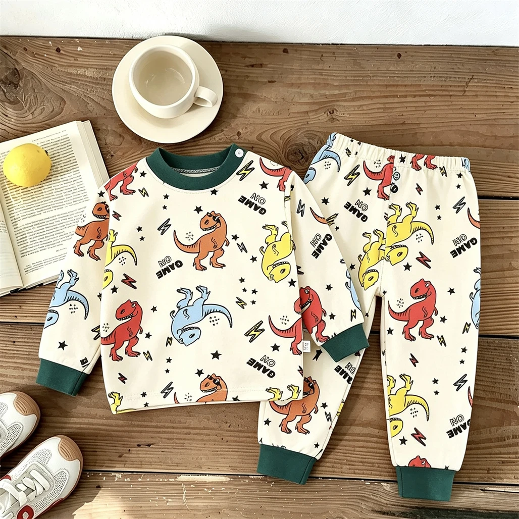 Kinder-Langarm-Pyjamas Herbst-Hauskleidung Baby Casual Cartoon Unterwäsche-Sets 1-4 Jahre Alte Kinder Unterwäsche Trainingsanzüge – Detail 1