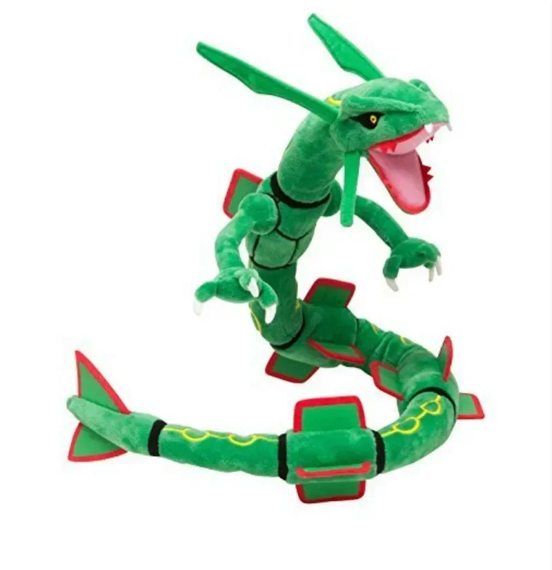 ยาว 83 ซม.งูลาก Plush ของเล่น Mega Rayquaza สีเขียวเงาสีดําตุ๊กตางูสัตว์การ์ตูนตัวเลขตุ๊กตาอะนิเมะตุ๊กตาของเล่น