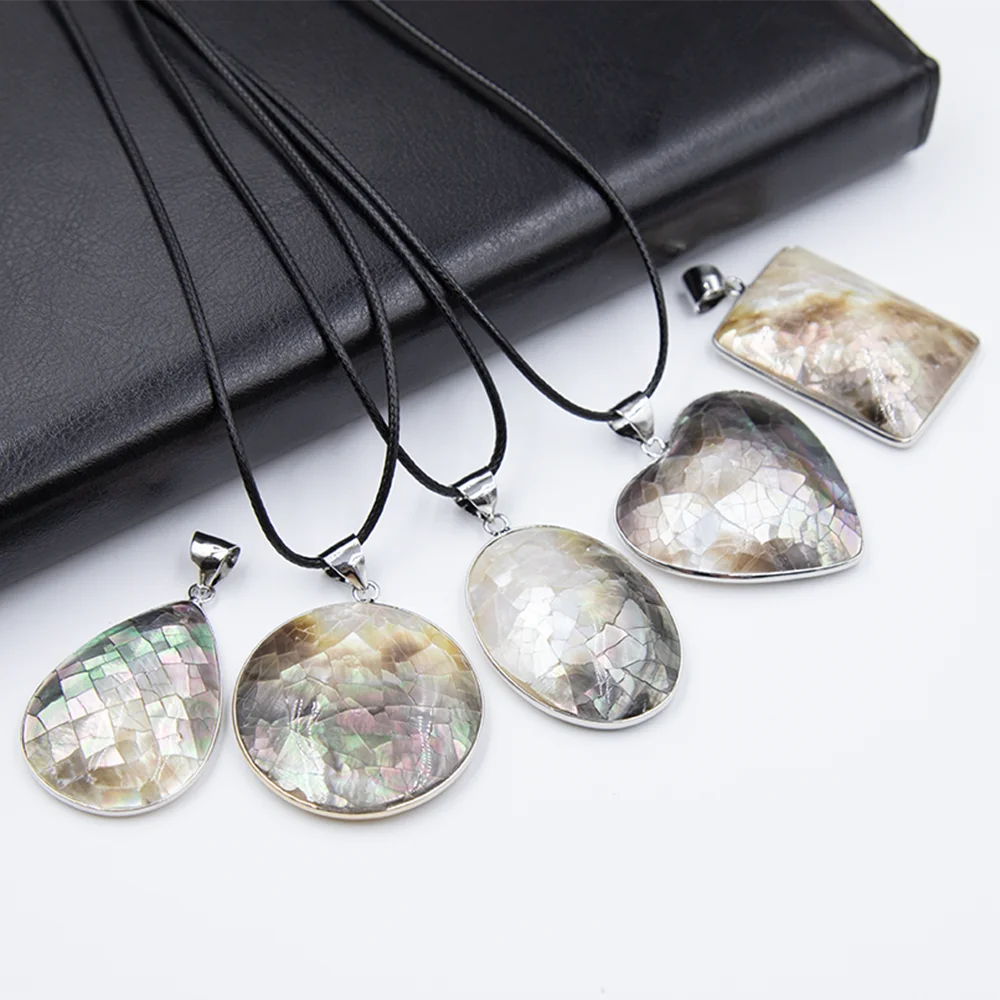 

Natural Abalone Shell Necklace Pendant Round Heart-Shaped Rectangular Teardrop Oval for Jewelry Making DIY Popular Accessories