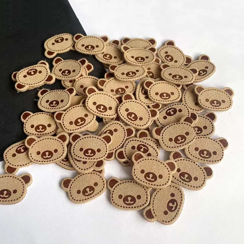 Etiquetas de cuero infantiles oso y conejo para coser parches - imagen 3