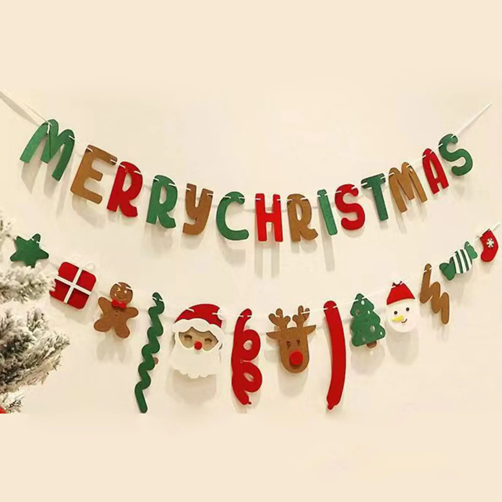 Merry Christmas Banner Xmas Hanging Decor for Farmhouse Festival Office