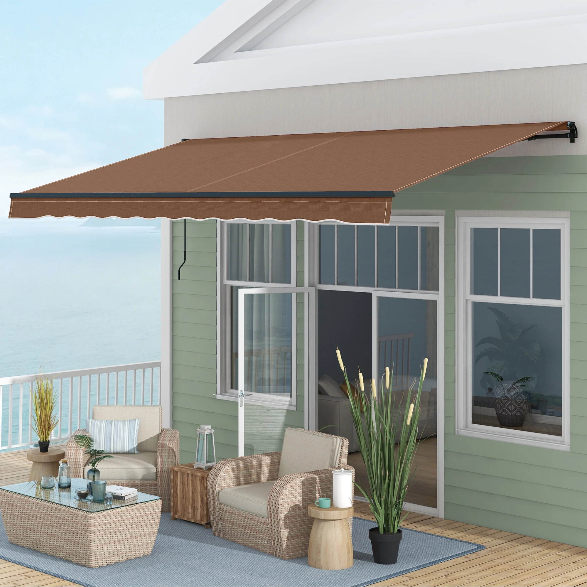 

Выдвижной тент 16' x 10' (4,88 x 3,05 м), 280 г/м², УФ-стойкий, для террасы, балкона, двора, коричневый