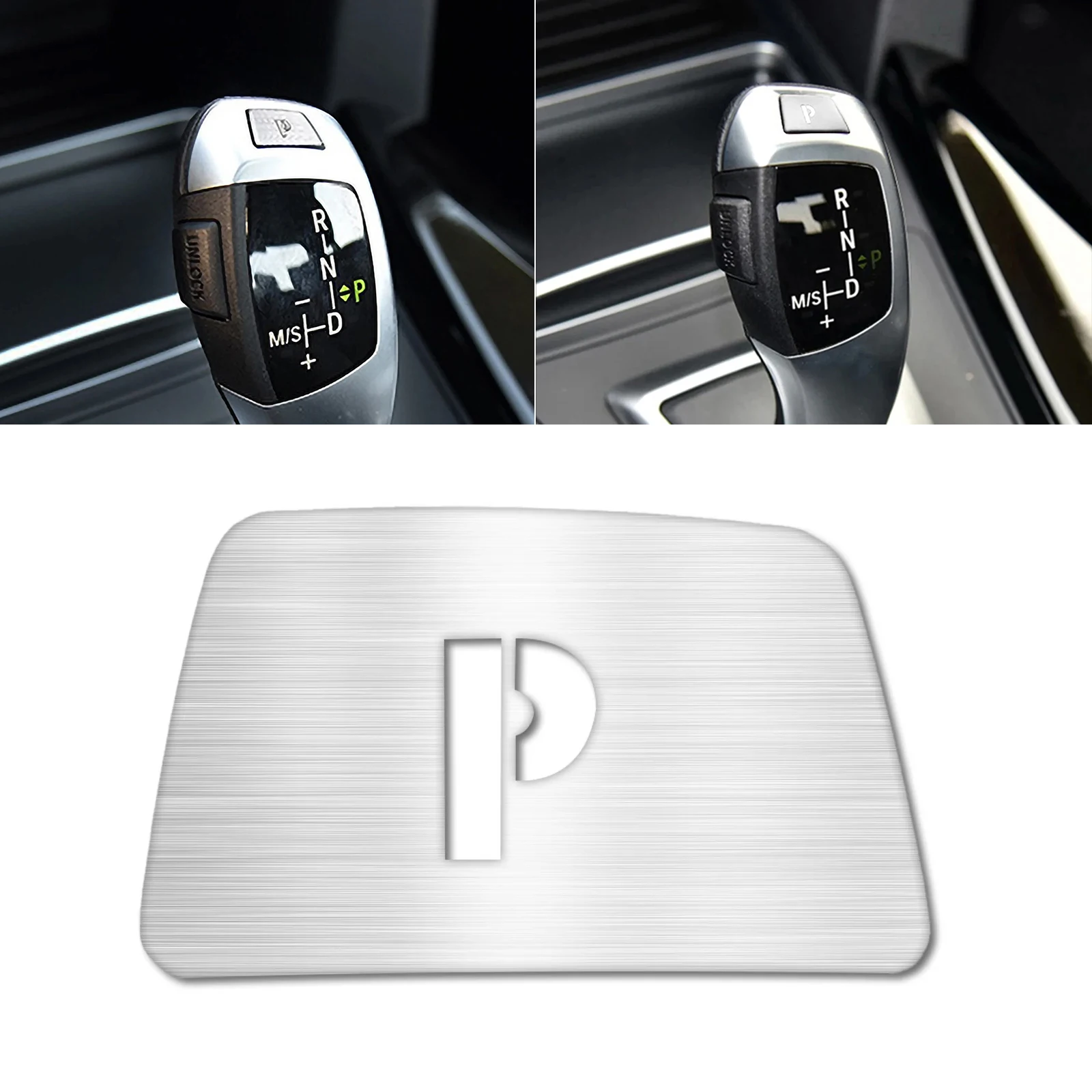 Silver Interior Gear Shift Knob P Lever Button Trim Parking Cover Trim For BMW 1 2 3 4 5 7 Series X3 X5 X6 F30 F10 F20 F23 F33