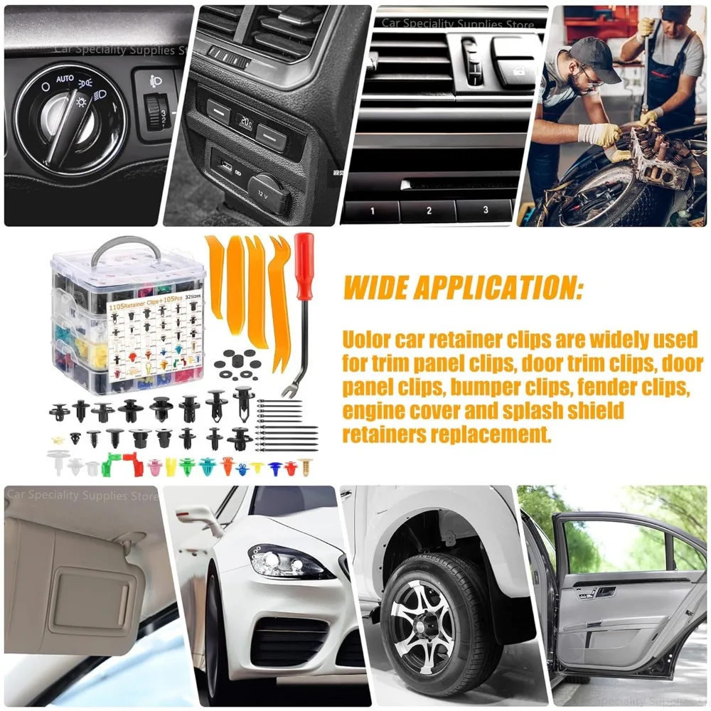 1105Pcs-100Pcs Plastic Car Fastener Clips Kit Mixed Car Bumper Door Trim Panel Auto Bumper Rivet Retainer Push Engine Cover