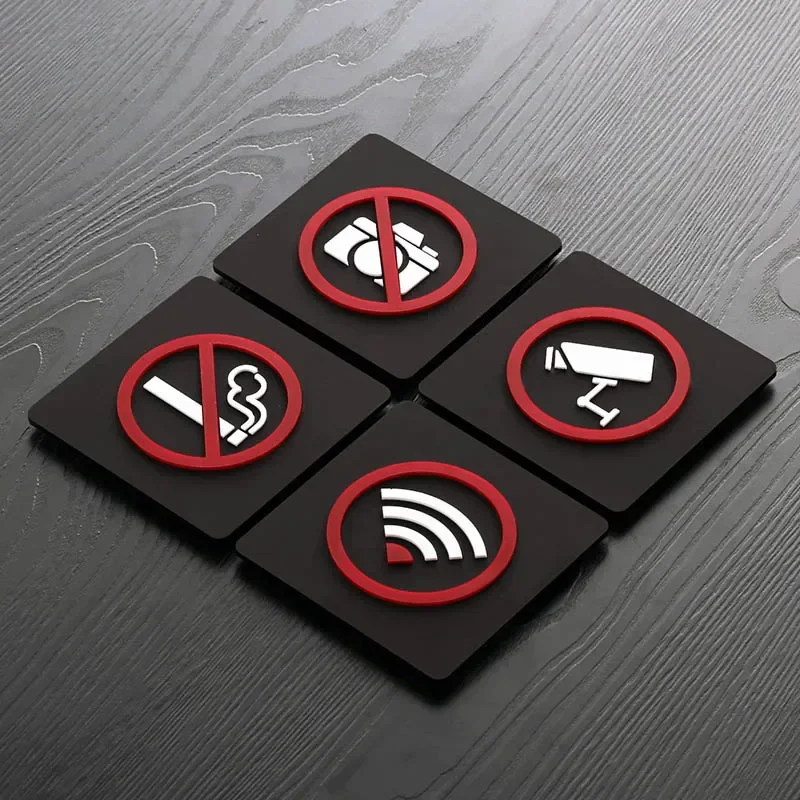 

Warning Sign WIFI Sign No Smoking Logo Warning Plaque Video Surveillance Public Shope Signage Warm Reminders Indicator Plaque