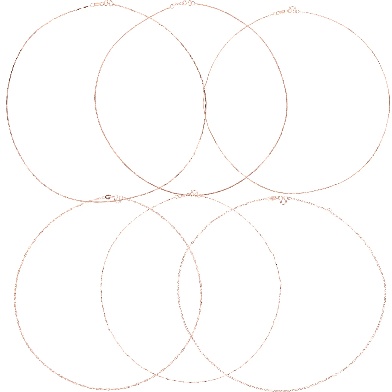 Ensemble de colliers en or Rose, 6 pièces, pour la fabrication de bijoux, chaînes en cuivre pour femmes, chaînes de collier délicates, chaîne ras du cou