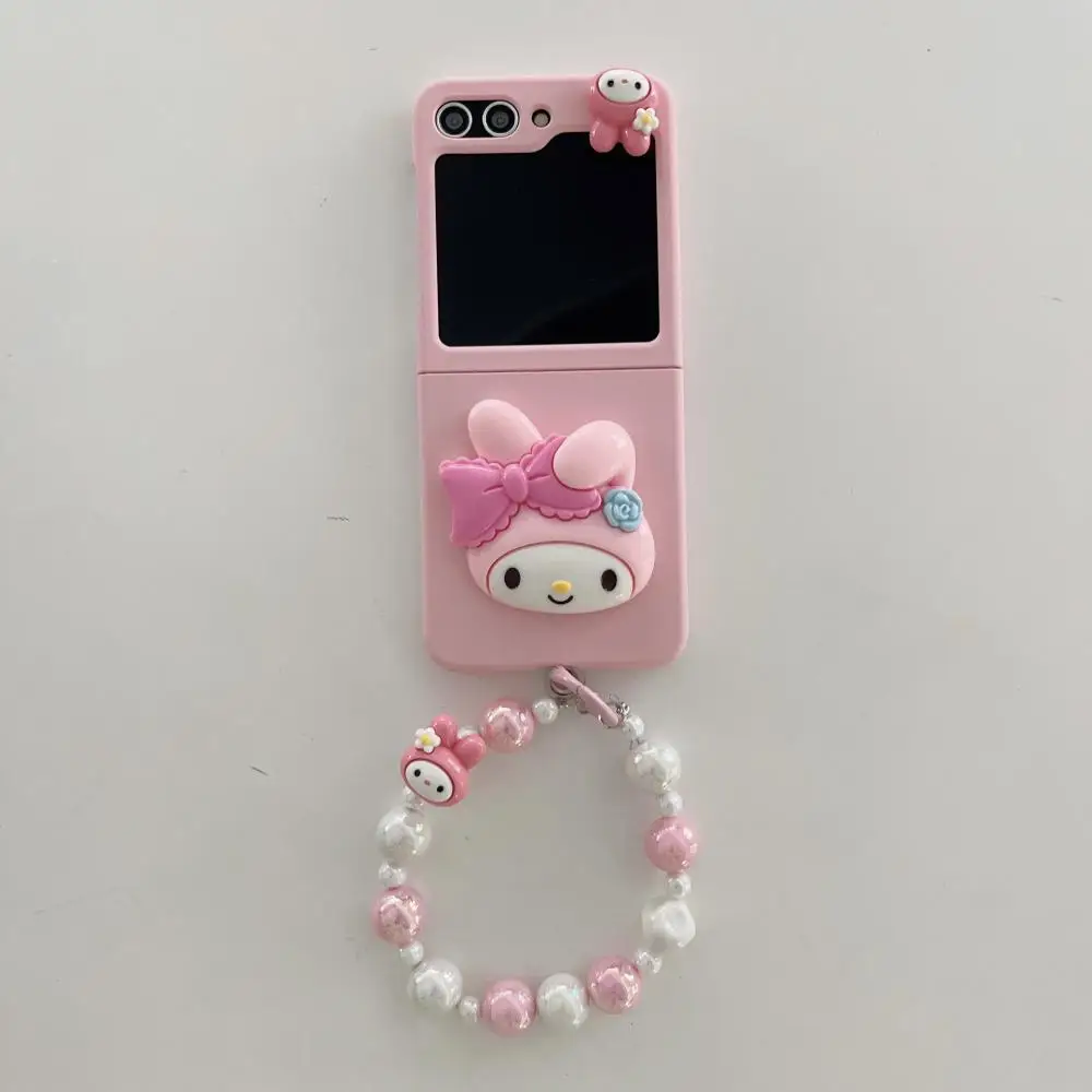 Etui Sanrio Kuromi Cinnamoroll na telefon Samsung Galaxy Z klapką 5 4 3 Flip5 Flip4 Flip3 5G moje melodie pokrowce Z bransoletką