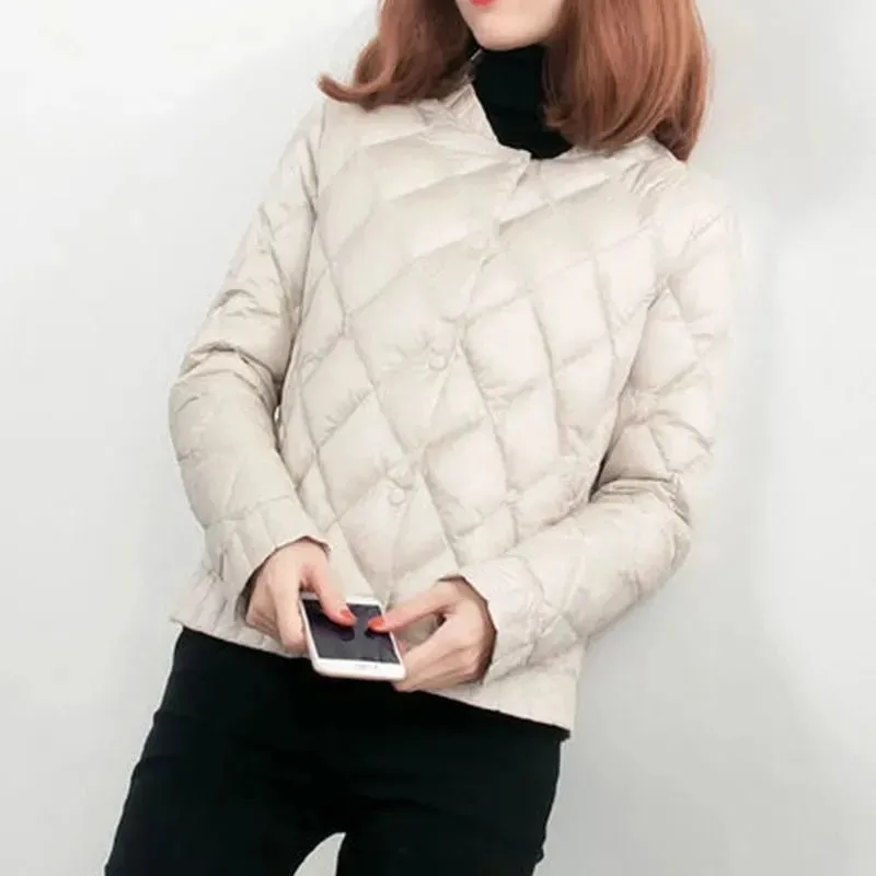 Light Thin Women\'s Down Cotton Coat 2024 Winter New Parkas Short Female Korean Loose Thin Jacket Stitching Padded Overcoat Tops