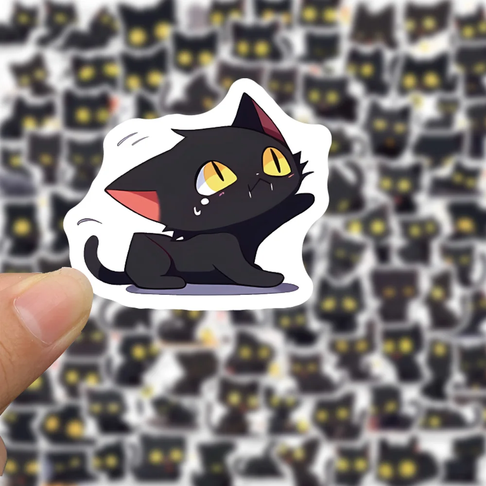 100PCS Black Cat Kawaii Stickers Decor Vintage For DIY Kids Notebook Luggage Motorcycle Skate Laptop Refrigerator Decal Toys