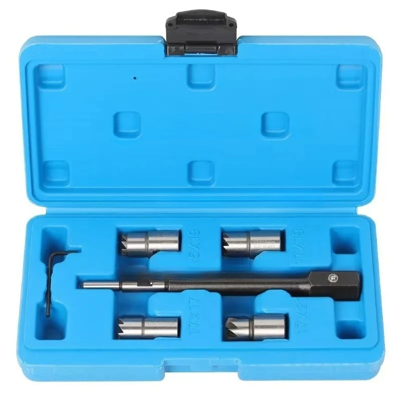 

Injector Remover 5Pcs Diesel Injector Seat & Cleaner Carbon Remover Seat Tools Cutter Milling Cutter Set Universal Car Too
