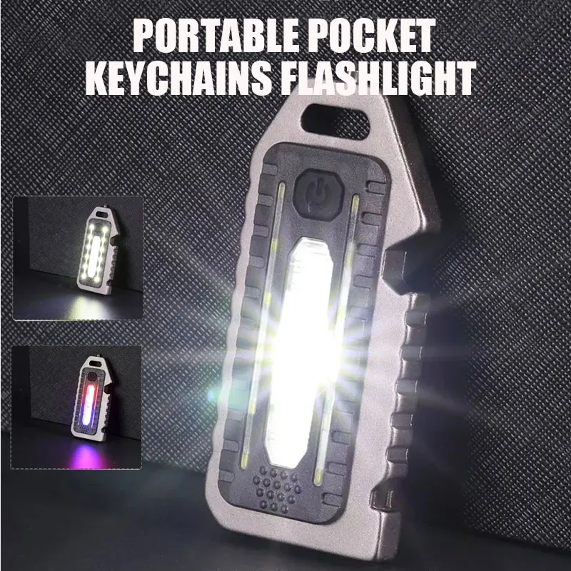 

Mini LED Flashlight Work Light Portable Pocket Flashlight Keychains USB Rechargeable for Outdoor Camping Small Light Corkscrew