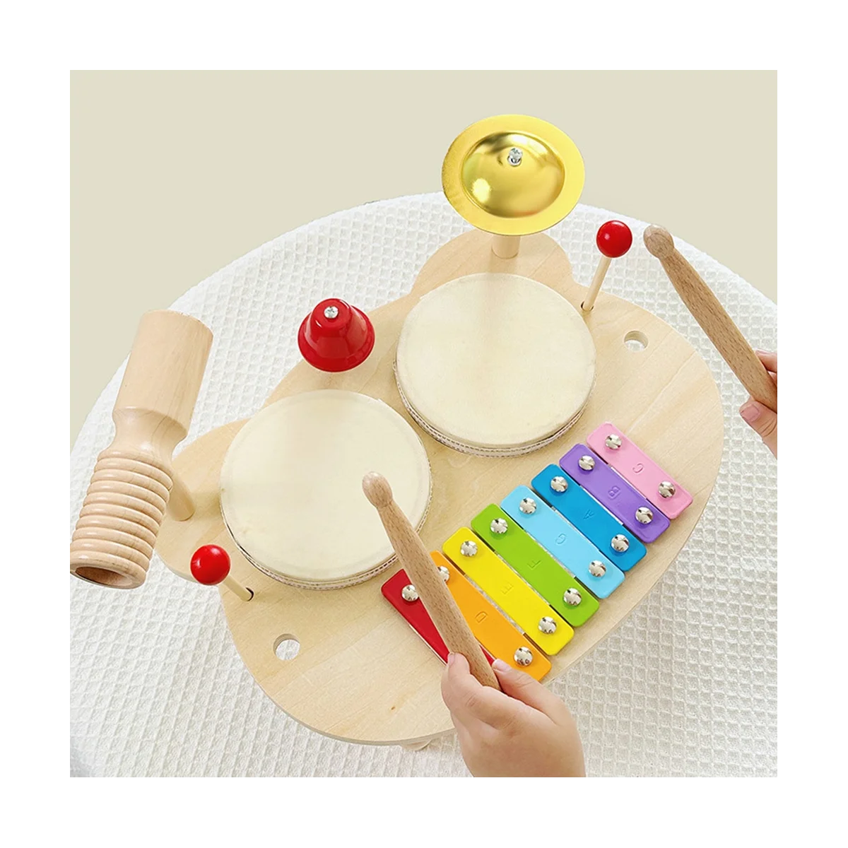 Juego de tambor para niños, juguetes musicales, instrumentos musicales, juguetes sensoriales, juego de instrumentos de percusión de tambor, juguete de madera