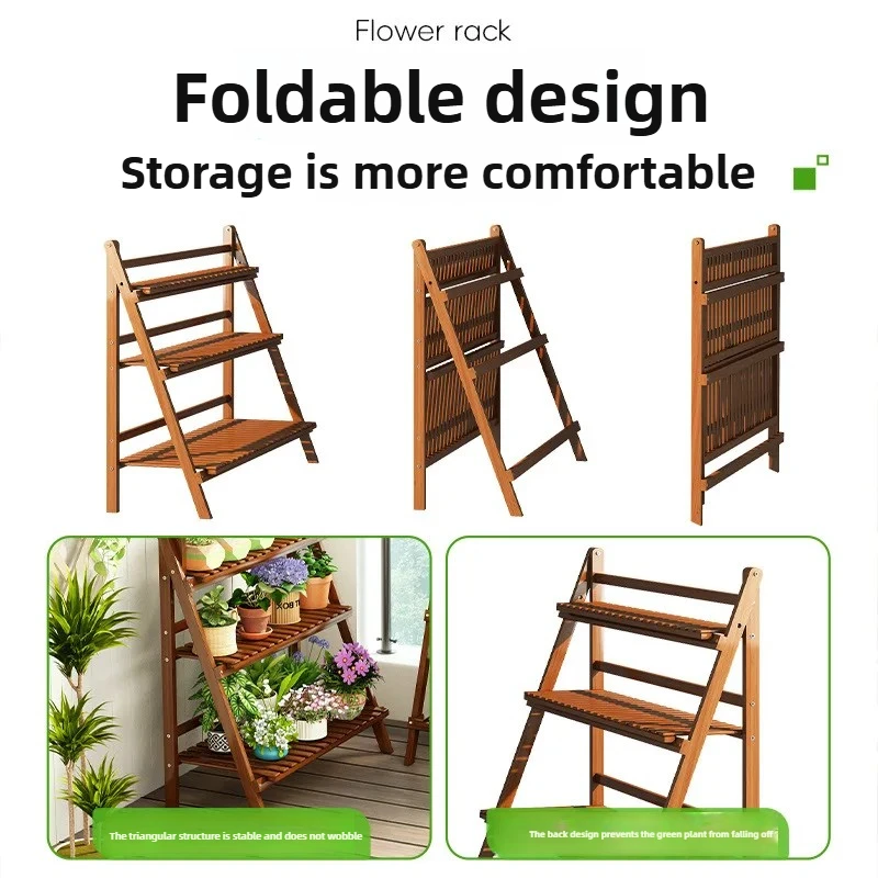 للطي زهرة حامل شرفة النبات الجرف متعدد الطبقات سلم حامل النبات معلقة الخيزران زارع رف للعصارة بوعاء #5