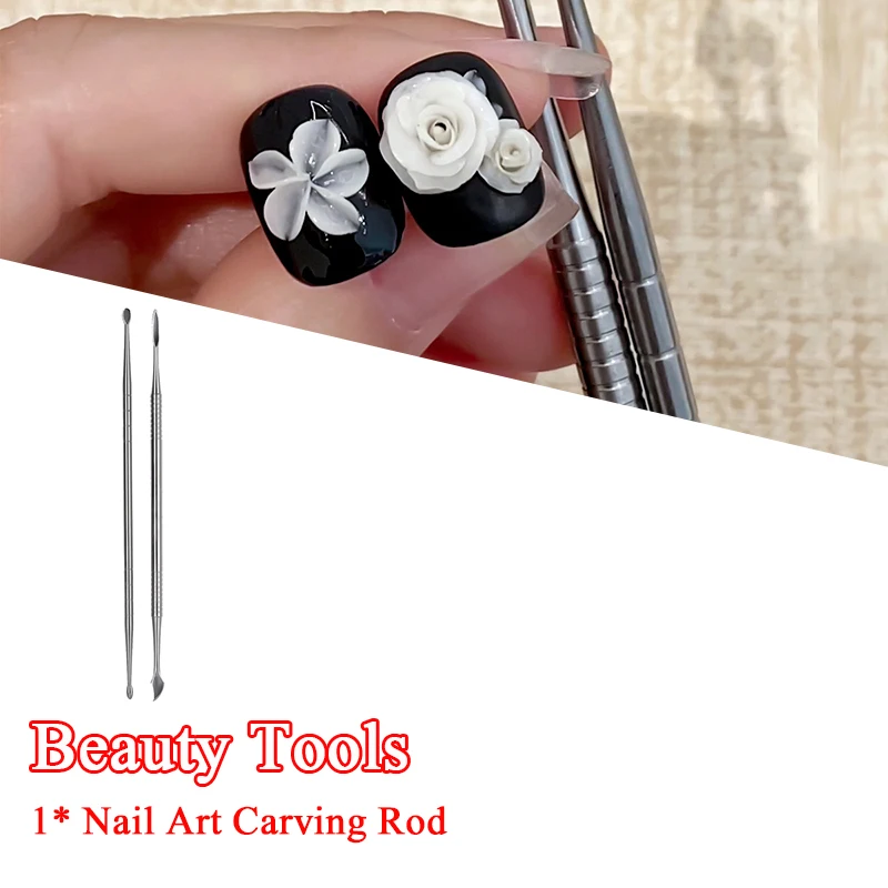 금속 이중 헤드 네일 조각 막대 연장 글루 제거 스틱 젤 제거 스패출러 네일 폴리시 제거 도구