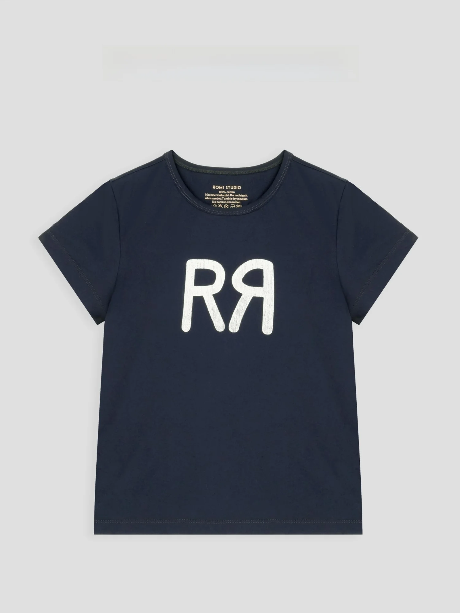 

Romance Studio Classic round Ne ort Sve T-irt Pure Color Print Design Cotton Retro American Sle Women's Top