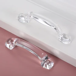 5pcs Clear Acrylic Handle Crystal Pull Knob 82mm/95mm for Jewelry Box Wine Case Gifts Decor Cabinet Drawer No-drill Glue Install