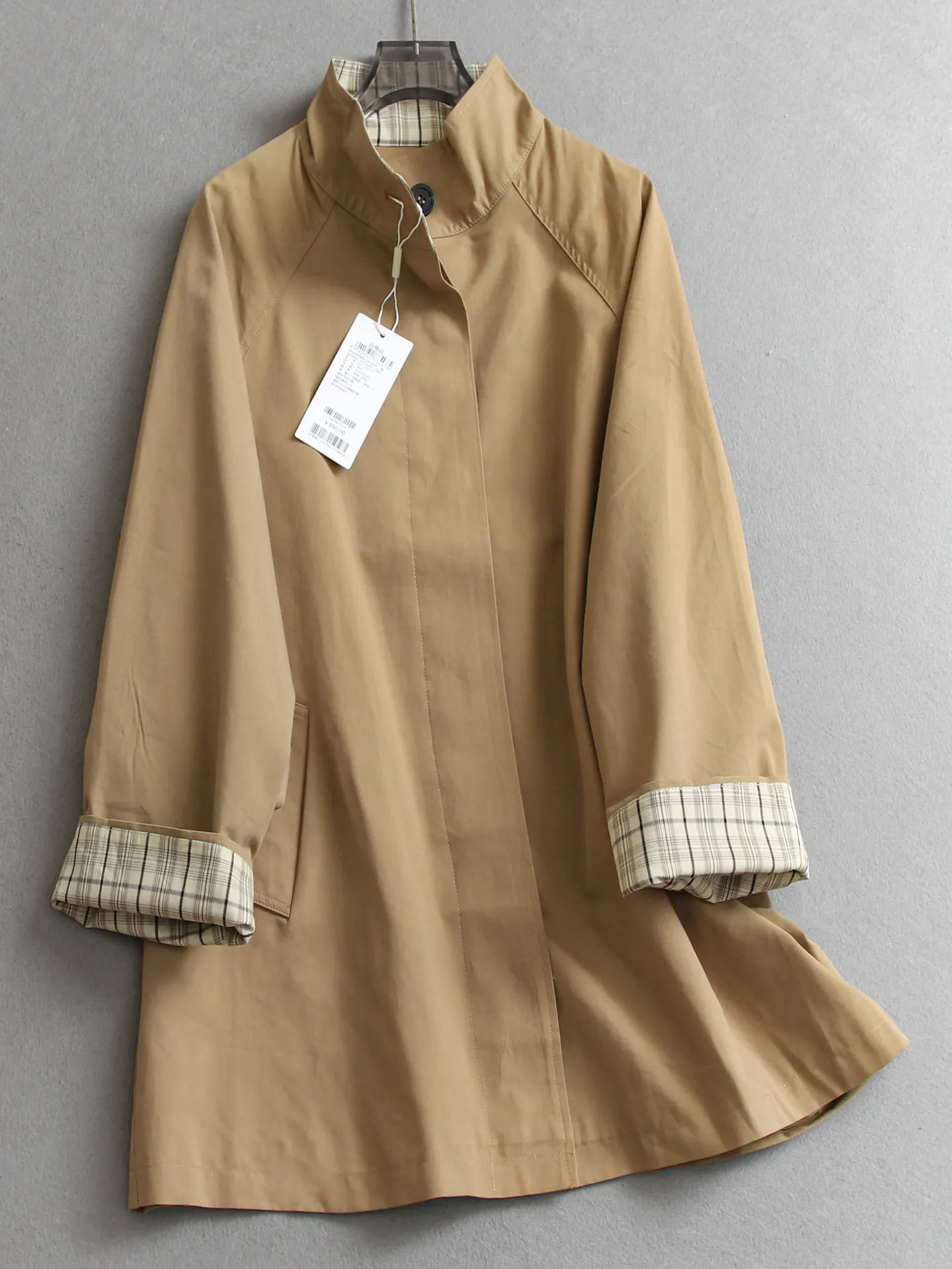 

Пальто SuperAen в корейском стиле, новинка осени-весны 2026, длинное, свободное, с отложным воротником, повседневное, женское