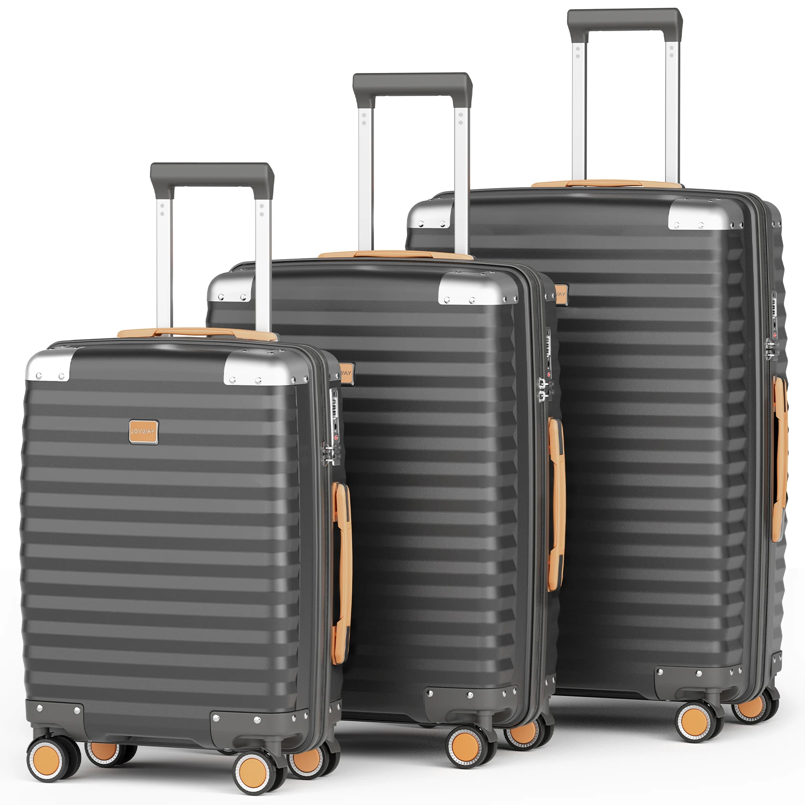 Set di valigie da 3 pezzi, valigia da viaggio leggera e resistente con guscio rigido, lucchetto TSA e ruote girevoli.