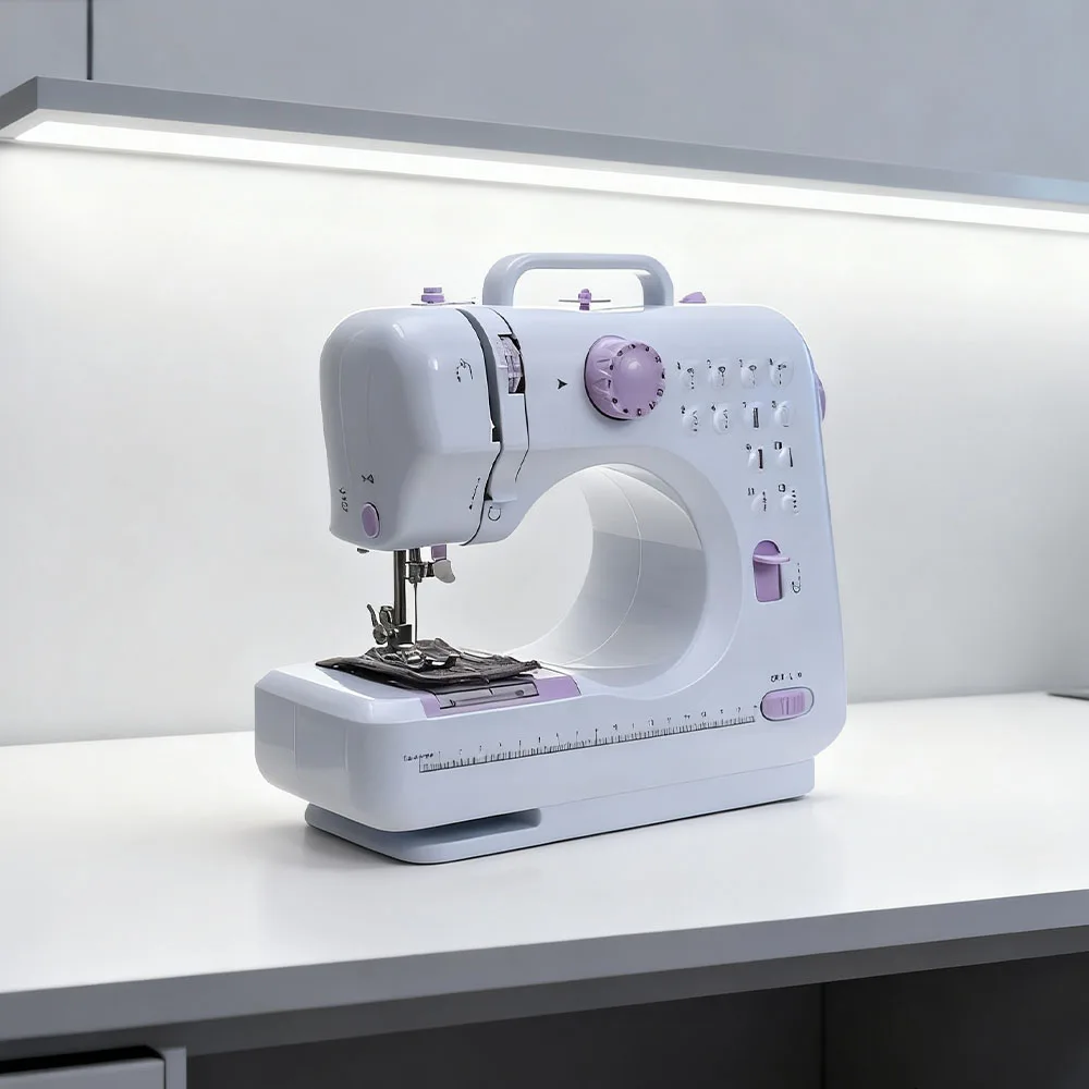 

Home Portable Mini Electric Sewing Machine for Beginners 12 Stitches Foot Pedal Night Light Speed Control for DIY Sewing Mending