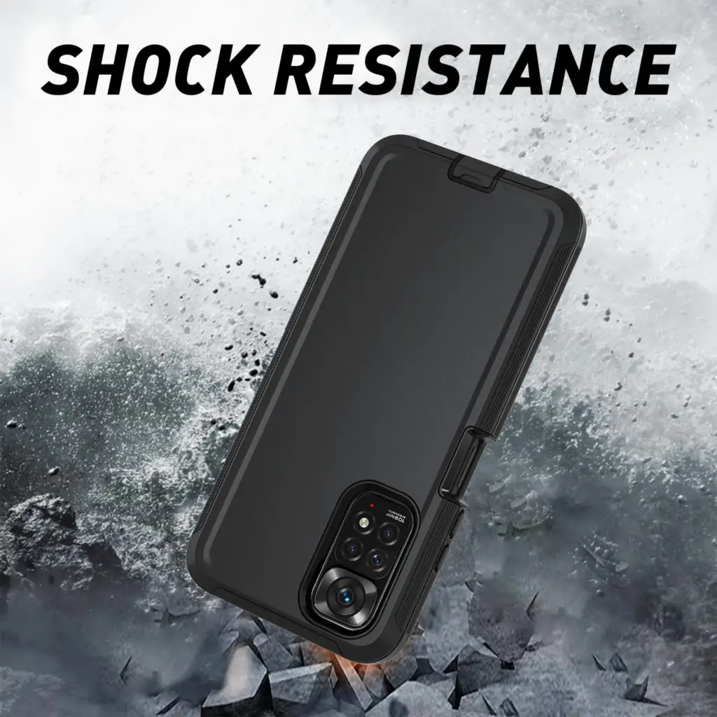 Armor Shockproof Defender Phone Case For Redmi 12 Note 11S 12S Pro Hard PC+TPU Back Cover Anti-fall Case For Xiaomi 11T PRO