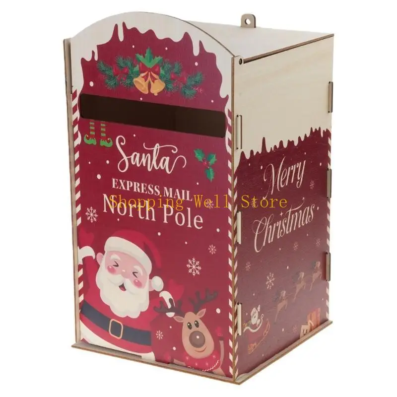 

KX4B Lovely Christmas Themed Wooden Letter Box With Easyly Assembly For Indoor Outdoor Use