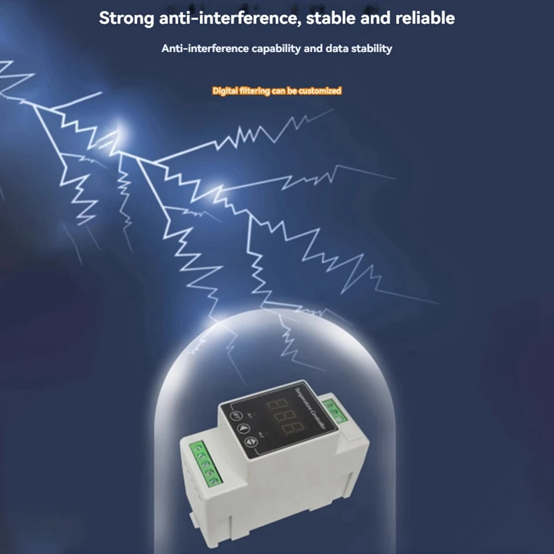 LED Rail Thermostat DC8-24V 2-Way Relay Din Rail Mounted Controller For Heating And Cooling Wire Ear Probe