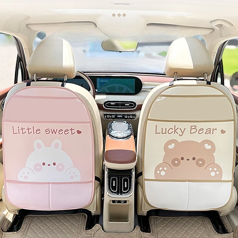 

NEW Car Seat Back Anti Kick Pad Car Anti-Dirty Anti Kick Cartoon Cute PU Leather Placemat Car Interior Supplies