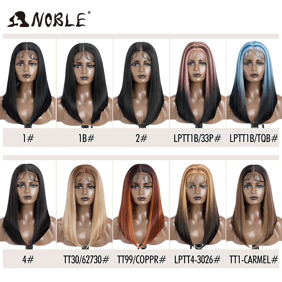 Noble Synthetic Lace Front Wig Hair 13X7 Straight Baby Hair Bob Wig Synthetic Blonde Ombre Wig Bob Wig For Women Cosplay Wig