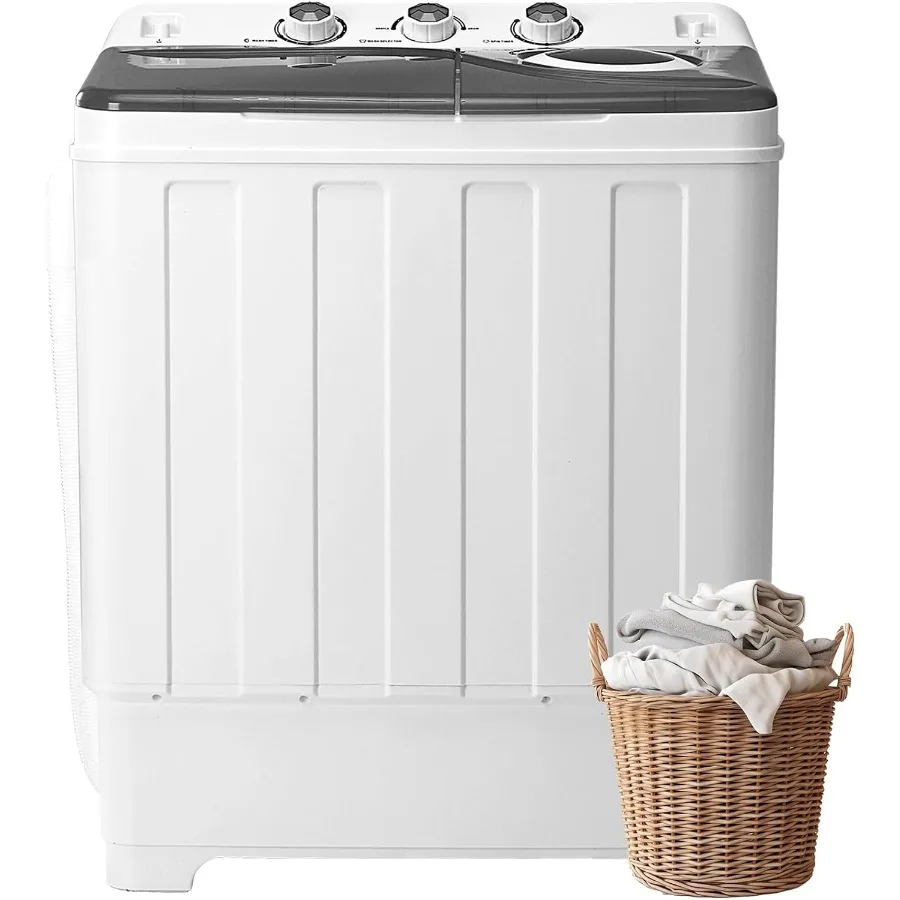 Lavadora portátil, bañera doble de 28 libras con bomba de drenaje, lavadora de 18 libras y Spinner de 10 libras, Combo de lavandería compacto semiautomático