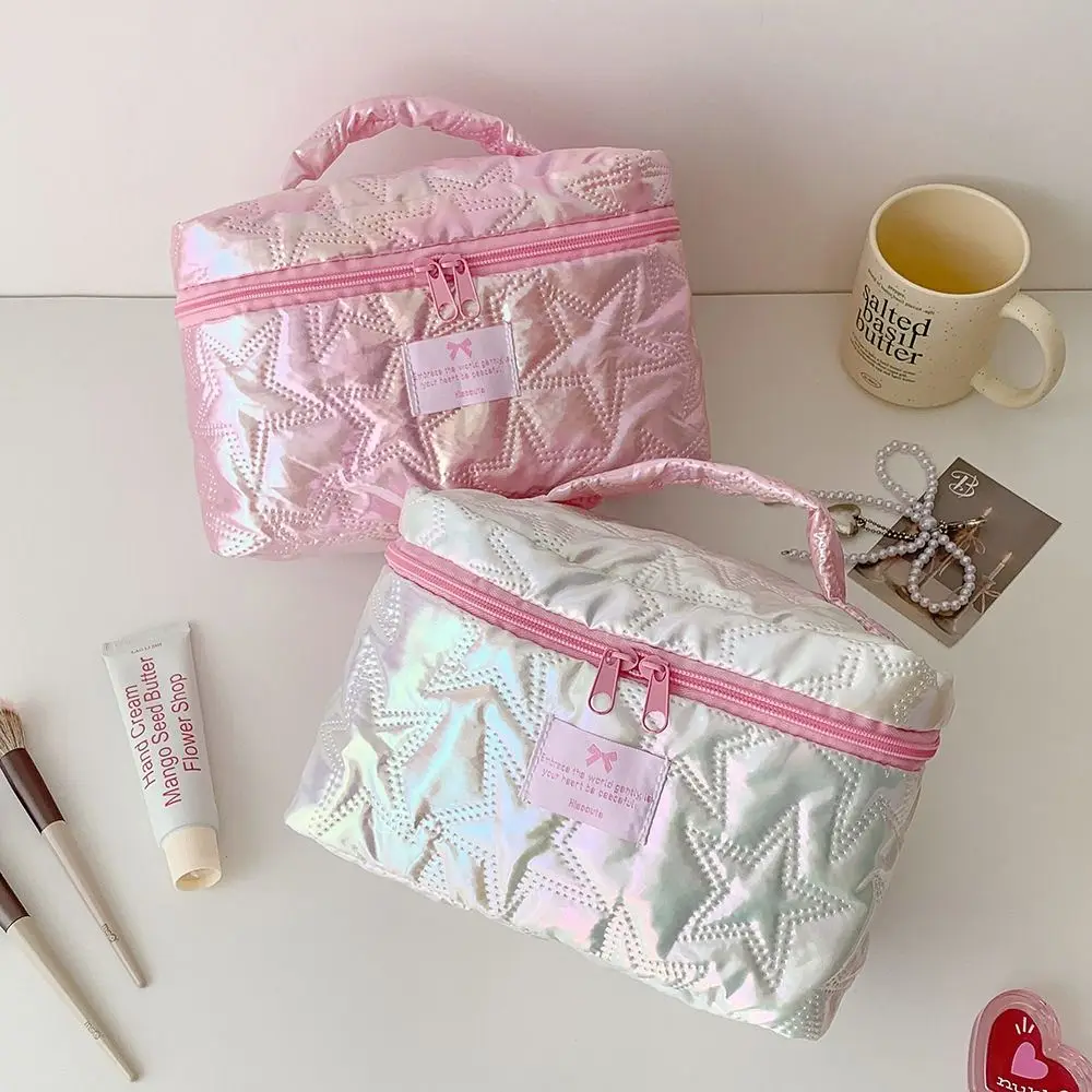 حقيبة مكياج بتصميم نجمة على الطراز الكوري، حقيبة مستحضرات تجميل محمولة باليد، حقيبة أدوات الزينة ذات سعة كبيرة، للسفر
