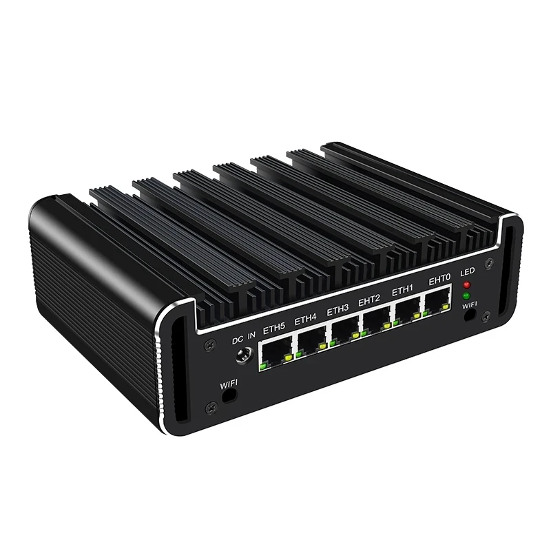 Celeron J4125 Computer industriale senza ventola incorporato RJ45 COM Core i5-10210U Mini server di sicurezza di rete 6xIntel i225 2.5G LAN