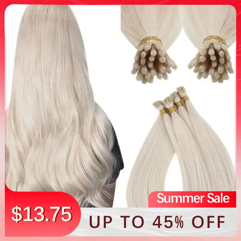 VeSunny Virgin I Tip Hair Extensions DIY Bead Per Package Blonde I Tip Extensions Remy Human Hair Remy Fusion Hair