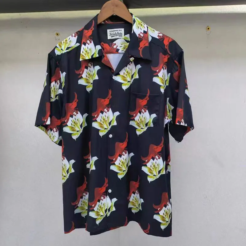 

New Lily Flower Pattern Full Print Hawaii Sand Shirt Men Woman Versatile Good Quality Casual Loose Tops Tee