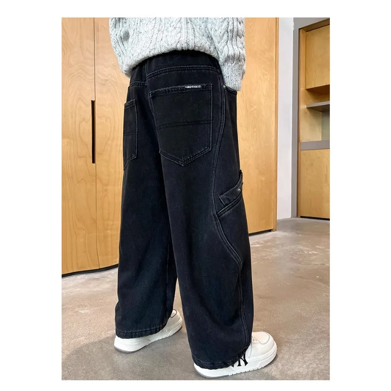 UNITIM Kinder-Jungenhosen Herbst 4-14 Jahre Kinder-Jungen-Jeanshosen Locker Sitzende Winter-Samt-Warme Jugendliche Jungen-Jeans – Detail 13