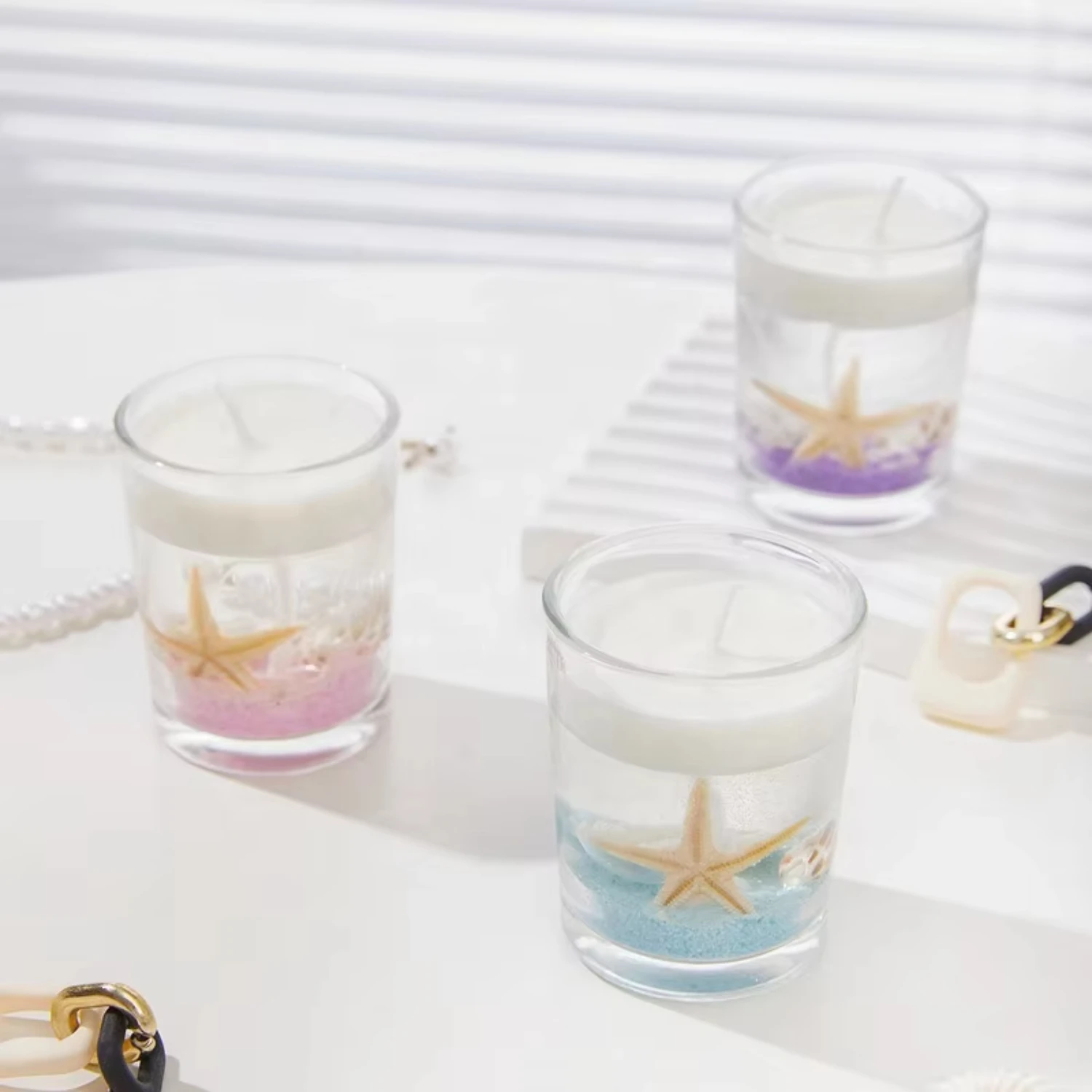 1pcs  Summer Sea  Jelly Wax Scented Candle Birthday for Girl Women Fragrance Candles  Decoration