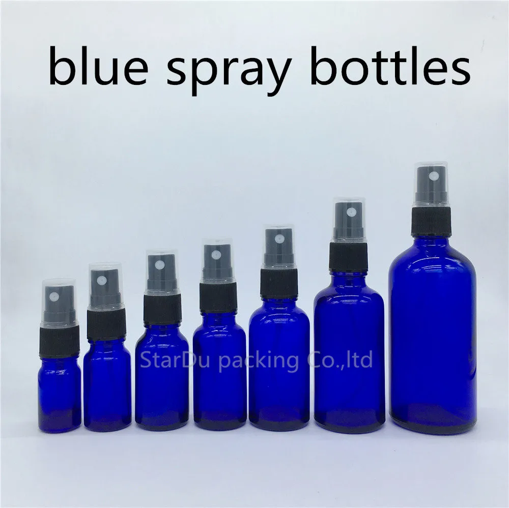 5ML 10ml 15ml 20ml 30ml/50ml/100ml  Blue Glass Bottle With Perfume sprayer, Essential Oil Spray Glass Bottle 100pcs